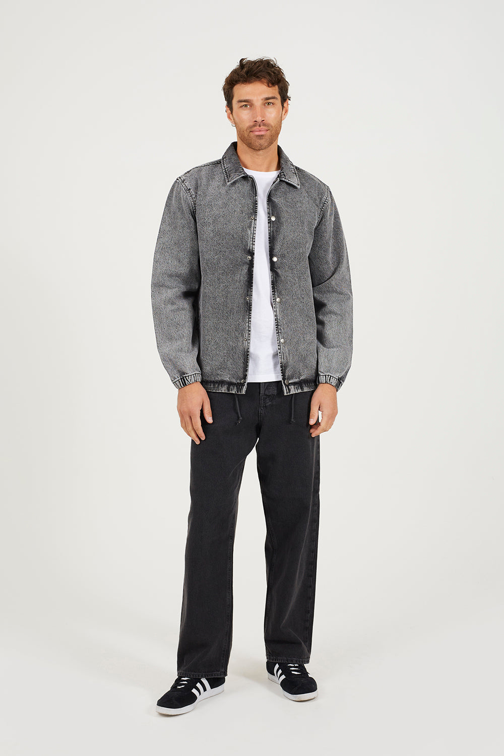 Brave Soul Grey Denim Coach Style Jacket - Grey Image 3