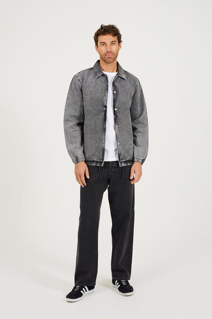 Brave Soul Grey Denim Coach Style Jacket - Grey Image 3