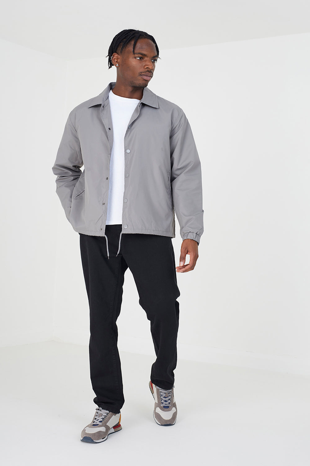 Brave Soul Grey Lightweight Coach Style Jacket - Grey Image 3