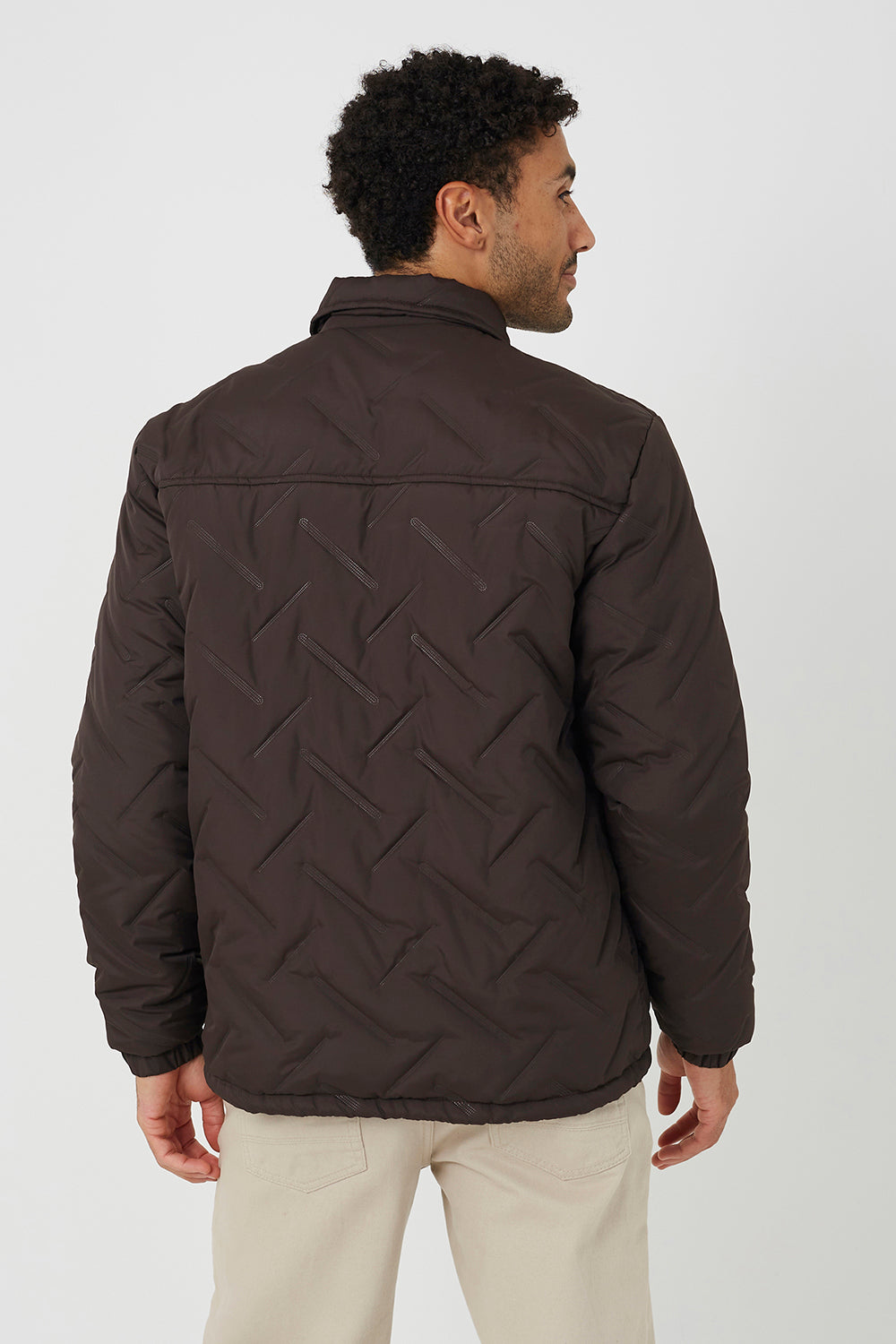 Brave Soul Brown Heat Seal Padded Coach Style Jacket - Brown Image 2