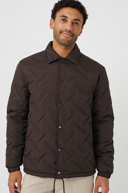 Brave Soul Brown Heat Seal Padded Coach Style Jacket - Brown Image 4