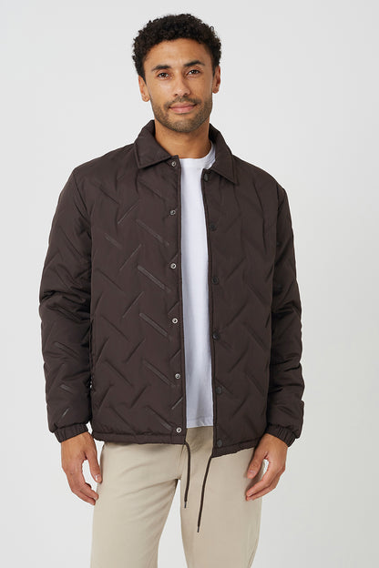 Brave Soul Brown Heat Seal Padded Coach Style Jacket - Brown Image 1