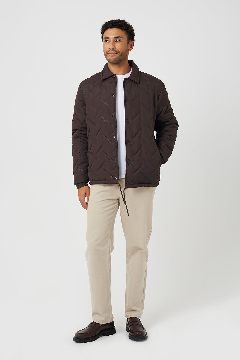 Brave Soul Brown Heat Seal Padded Coach Style Jacket - Brown Image 3