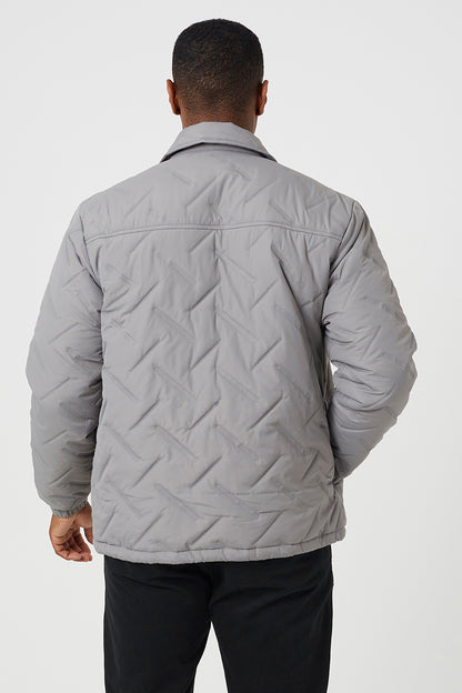 Brave Soul Grey Heat Seal Padded Coach Style Jacket - Grey Image 2