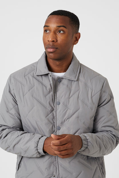 Brave Soul Grey Heat Seal Padded Coach Style Jacket - Grey Image 4