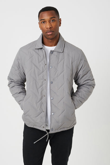Brave Soul Grey Heat Seal Padded Coach Style Jacket - Grey Image 1
