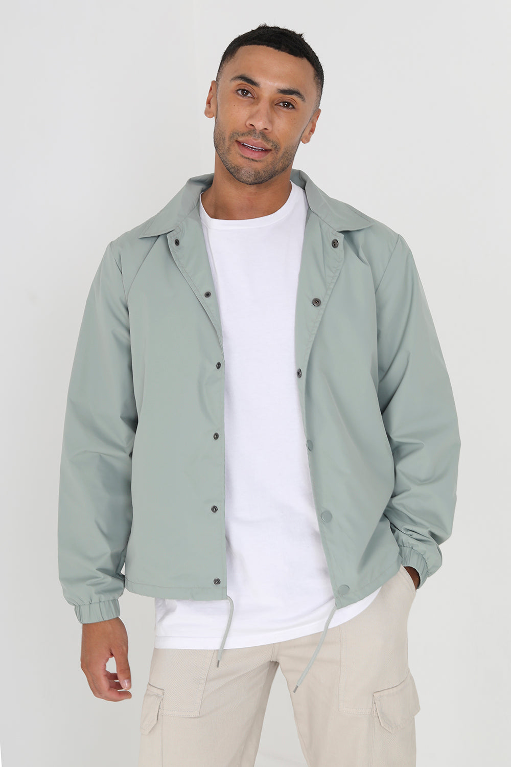 Brave Soul Pale Green Lightweight Coach Style Jacket - Pale Green Image 1