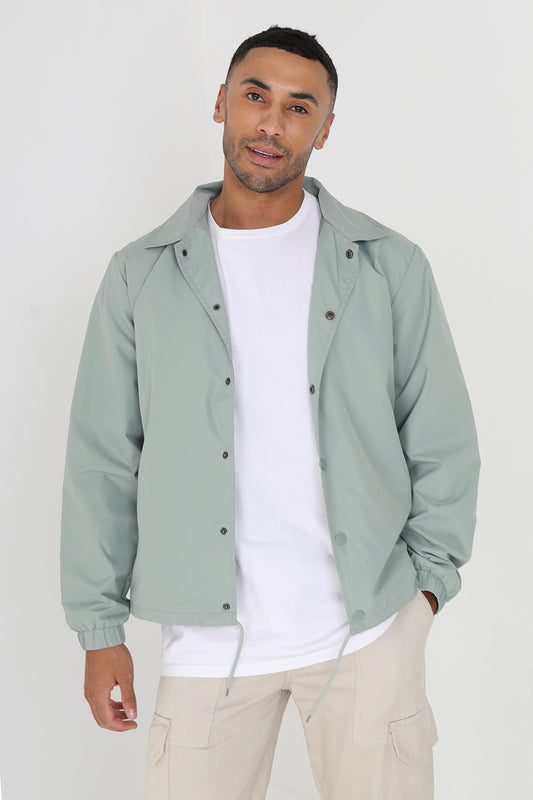 Brave Soul Pale Green Lightweight Coach Style Jacket - Pale Green Image 1