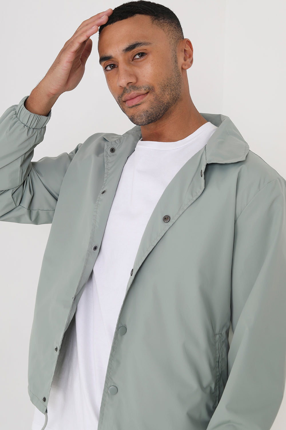Brave Soul Pale Green Lightweight Coach Style Jacket - Pale Green Image 3