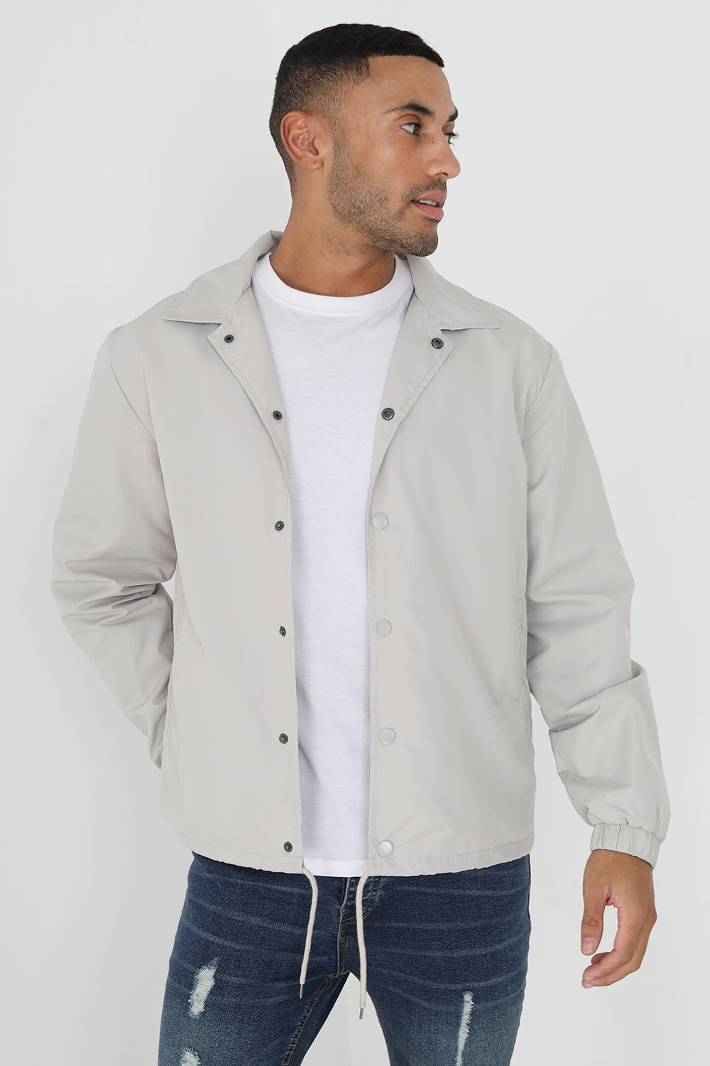 Brave Soul Stone Lightweight Coach Style Jacket - Stone Image 1