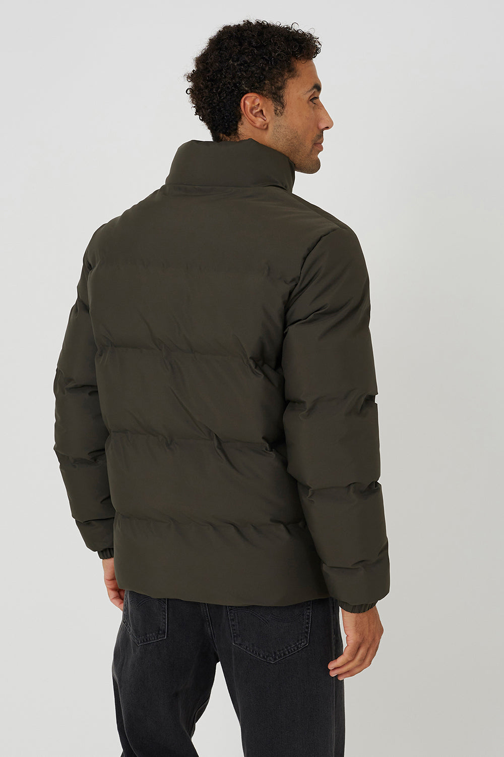 Brave Soul Khaki Funnel Neck Padded Jacket - Khaki Image 2