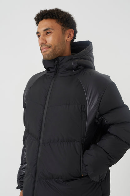 Brave Soul Black Mixed Fabric Hooded Padded Jacket - Black Image 4