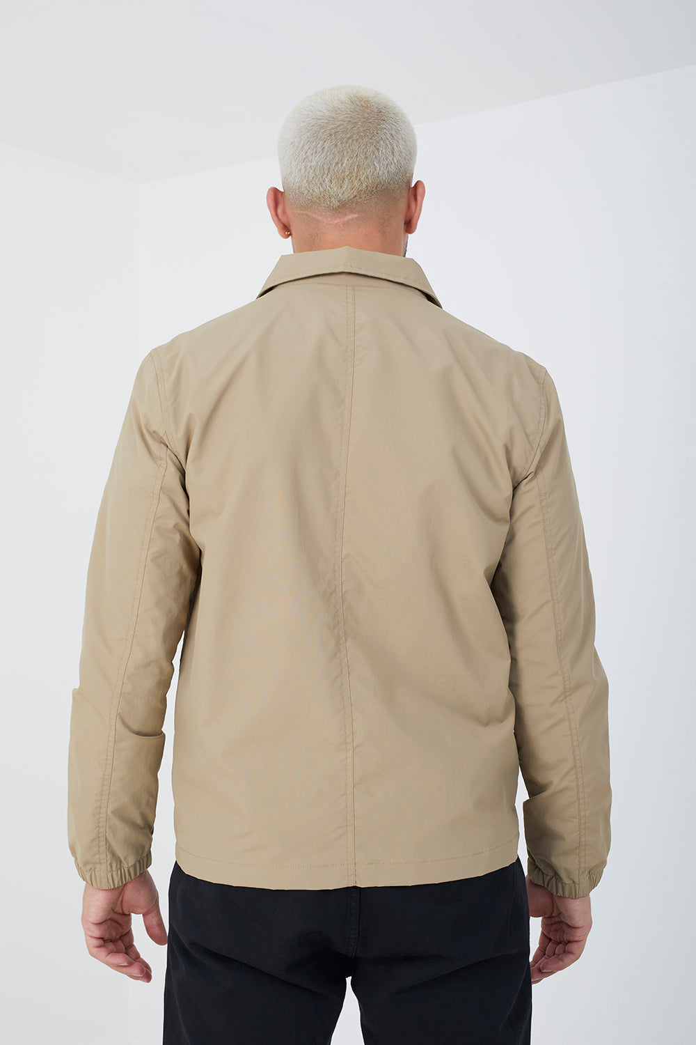 Brave Soul Stone Lightweight Stud Fastening Jacket With Collar - Stone Image 2