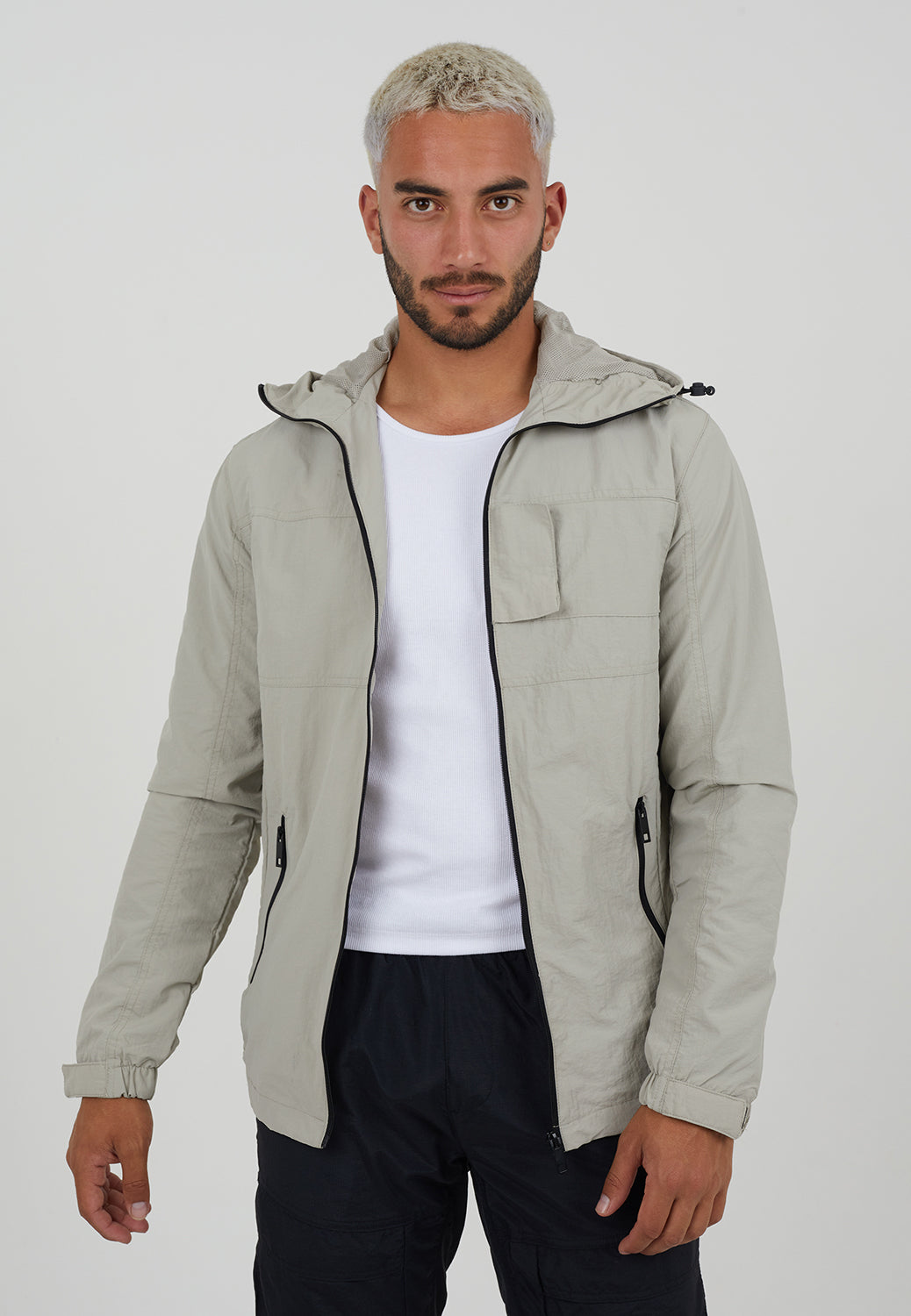Brave Soul Stone Lightweight Hooded Jacket - Stone Image 1