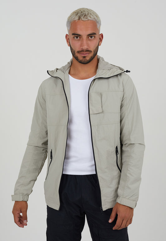 Brave Soul Stone Lightweight Hooded Jacket - Stone Image 1
