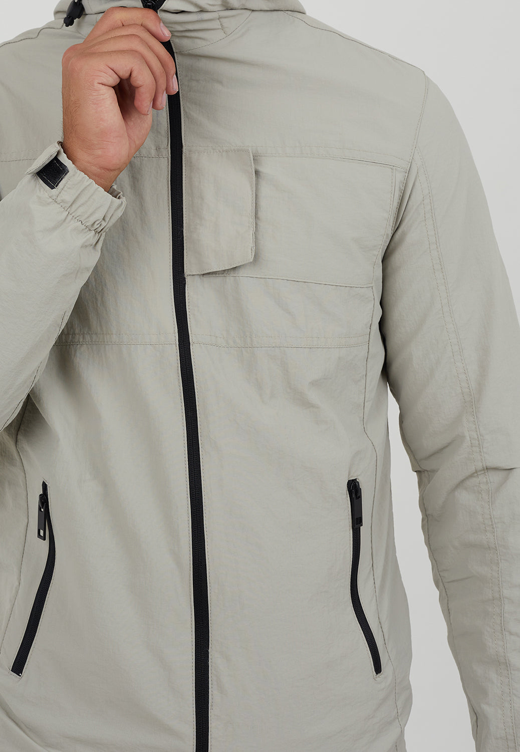 Brave Soul Stone Lightweight Hooded Jacket - Stone Image 3