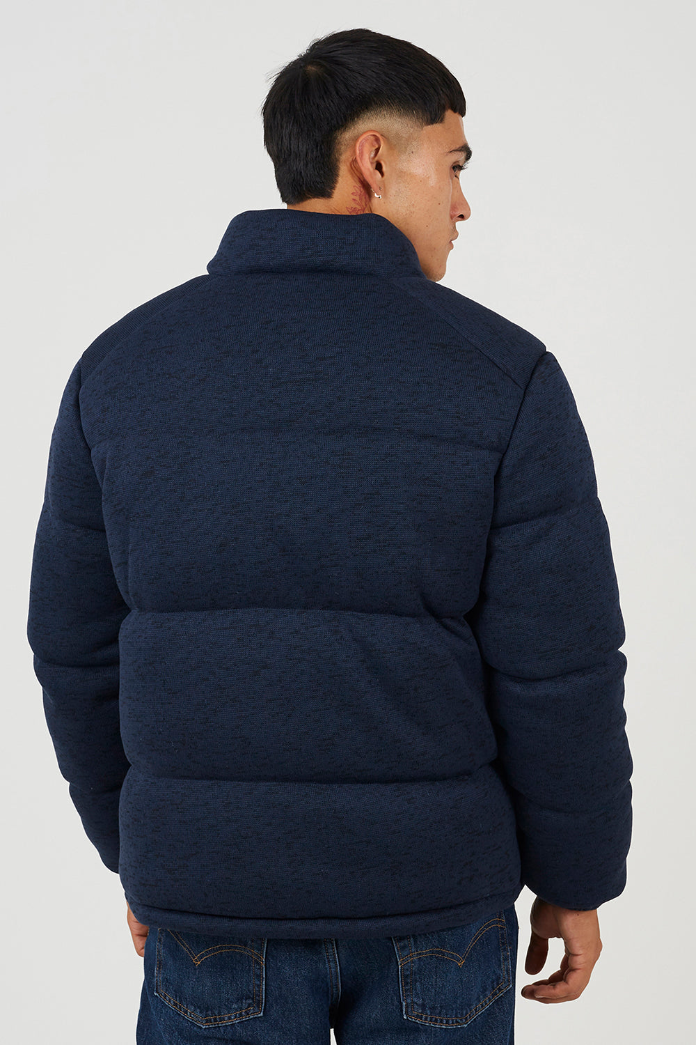 Brave Soul Navy Knitted Padded Jacket - Navy Image 2