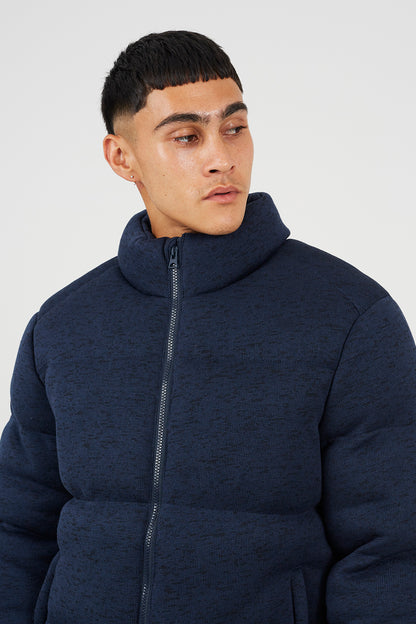 Brave Soul Navy Knitted Padded Jacket - Navy Image 4