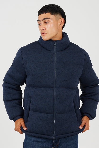 Brave Soul Navy Knitted Padded Jacket - Navy Image 1