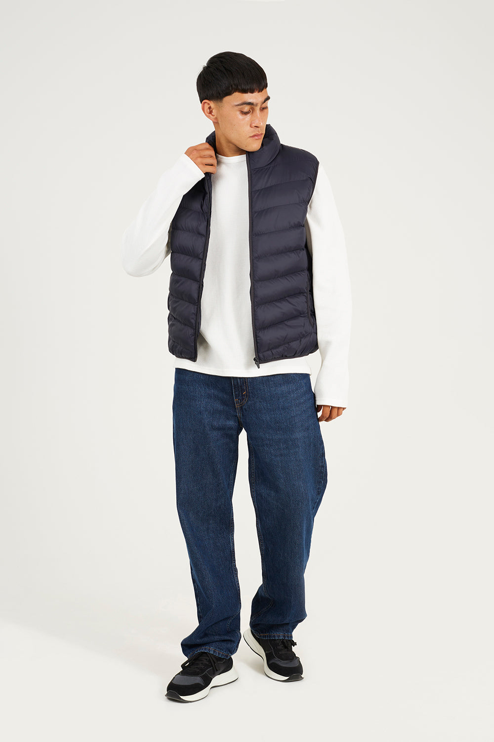 Brave Soul Navy Lightly Padded Quilted Gilet - Navy Image 3