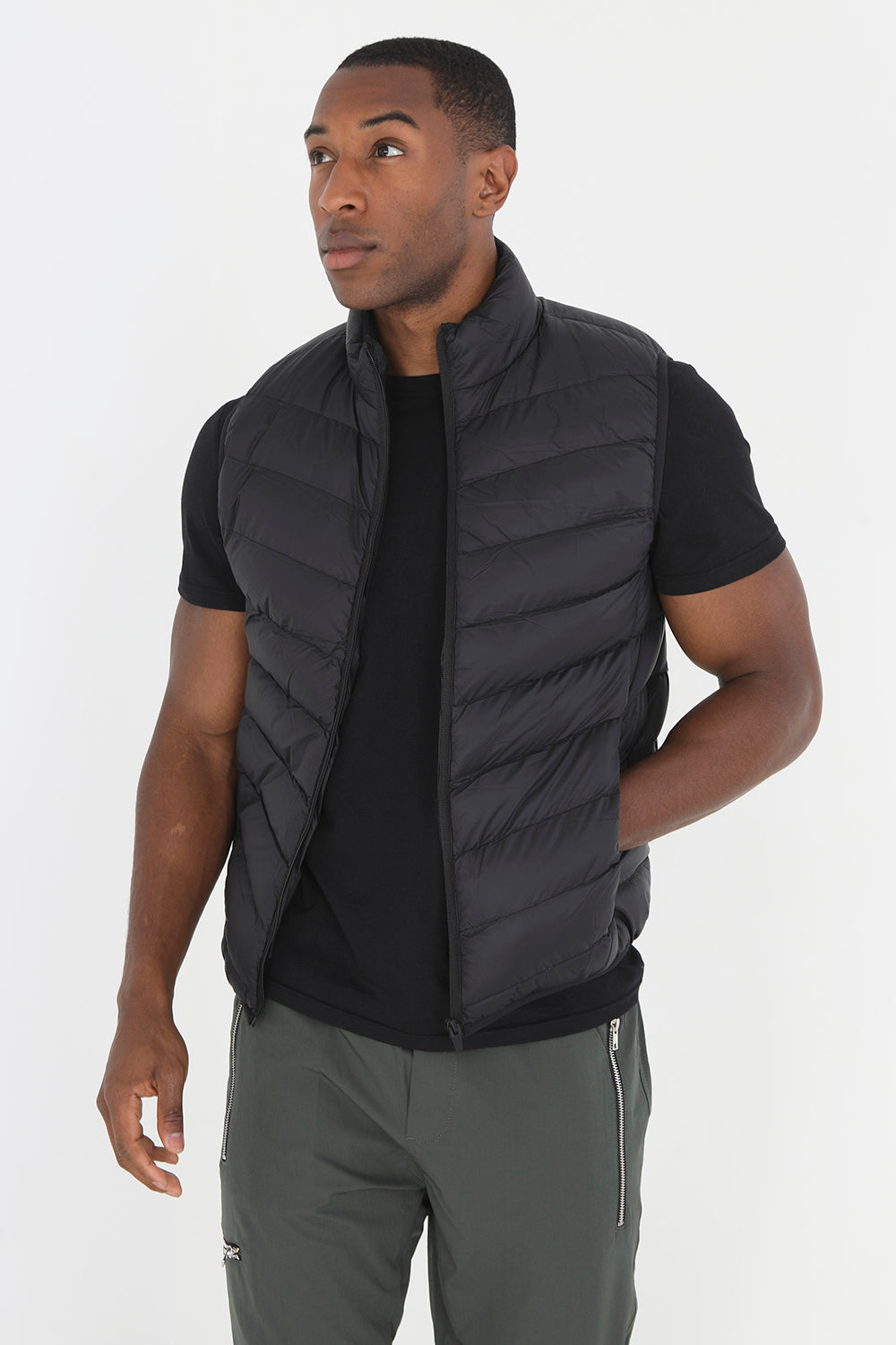Brave Soul Black Quilted Padded Gilet - Black Image 1