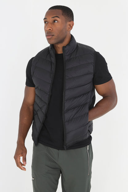 Brave Soul Black Quilted Padded Gilet - Black Image 1