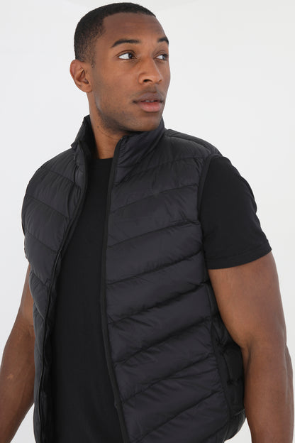 Brave Soul Black Quilted Padded Gilet - Black Image 3