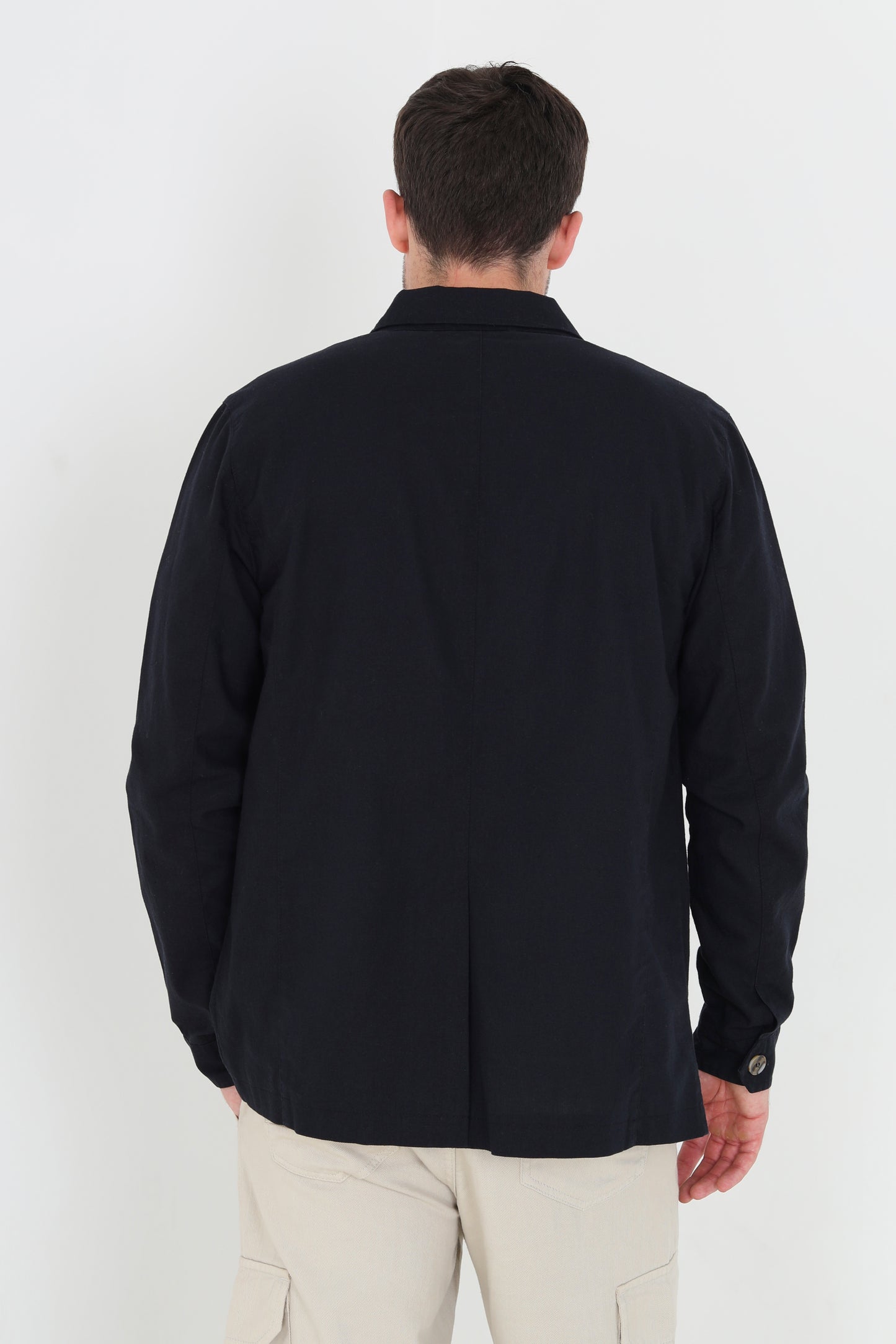 Brave Soul Navy Linen Blend Lightweight Shacket - Navy Image 2