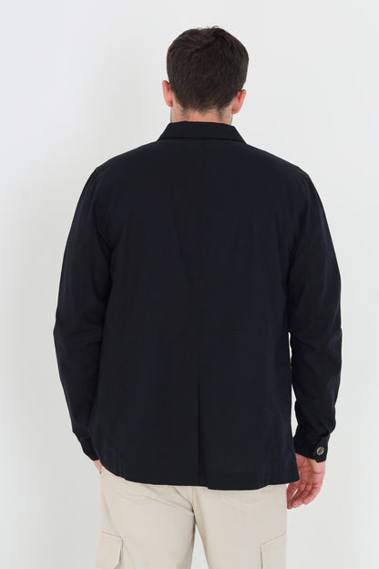 Brave Soul Navy Linen Blend Lightweight Shacket - Navy Image 2