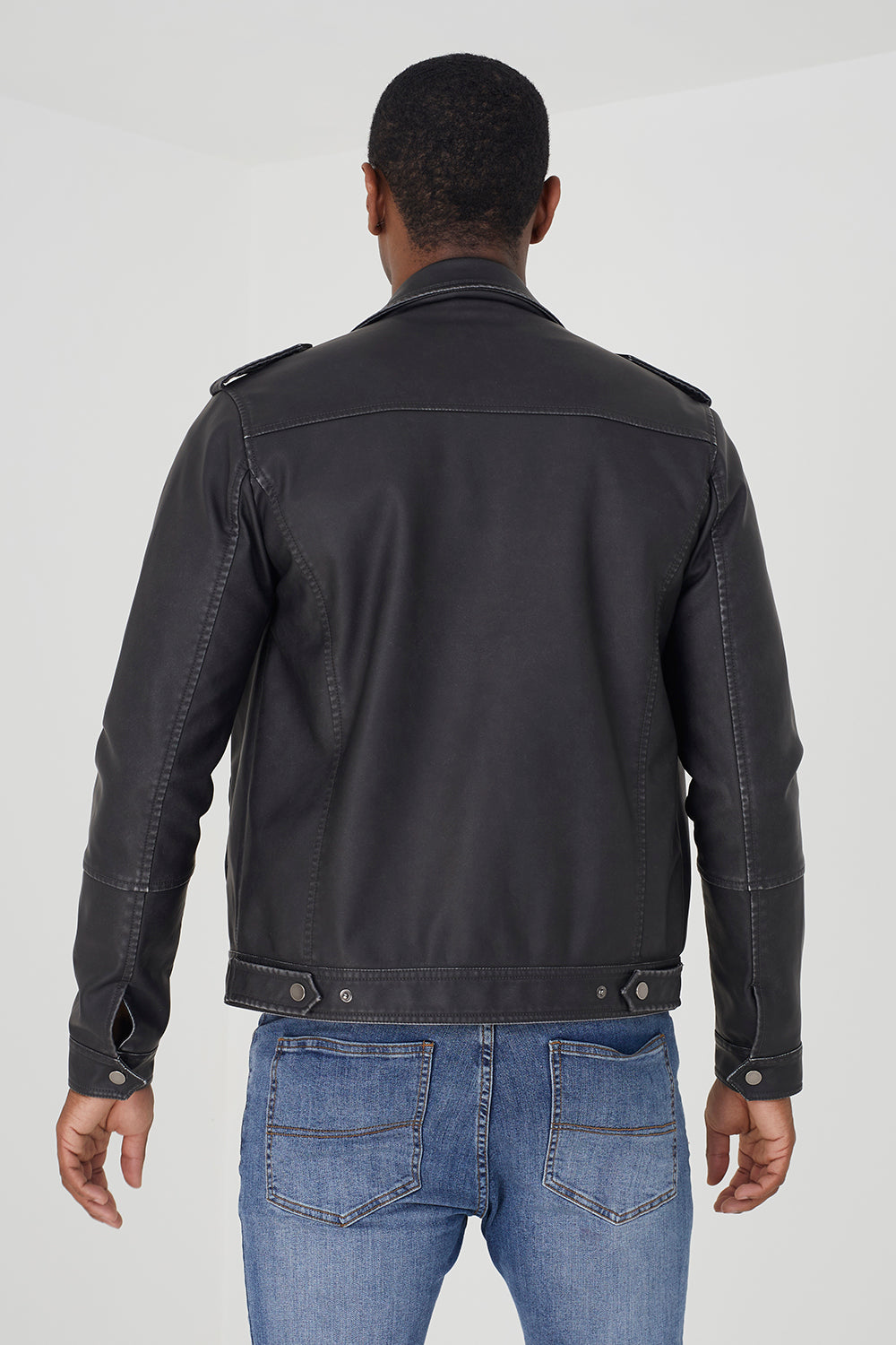 Brave Soul Black Faux Lather Biker Jacket - Black Image 2