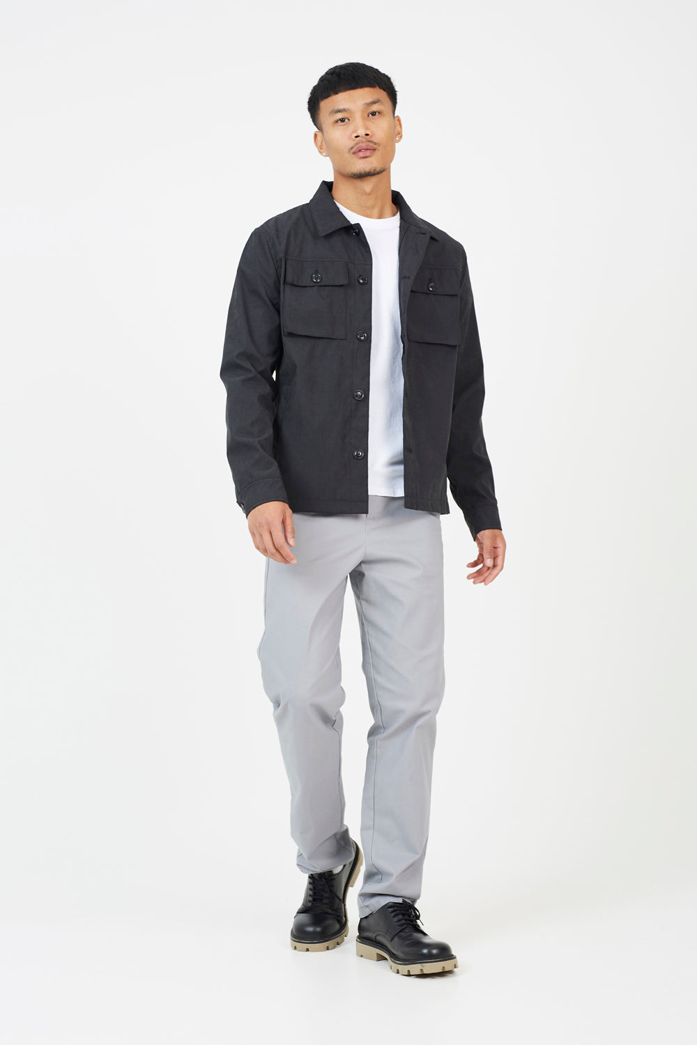 Brave Soul Black Button Through Shacket - Black Image 3