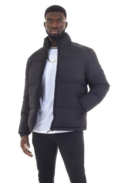 Brave Soul Black Funnel Neck Padded Jacket - Black Image 1