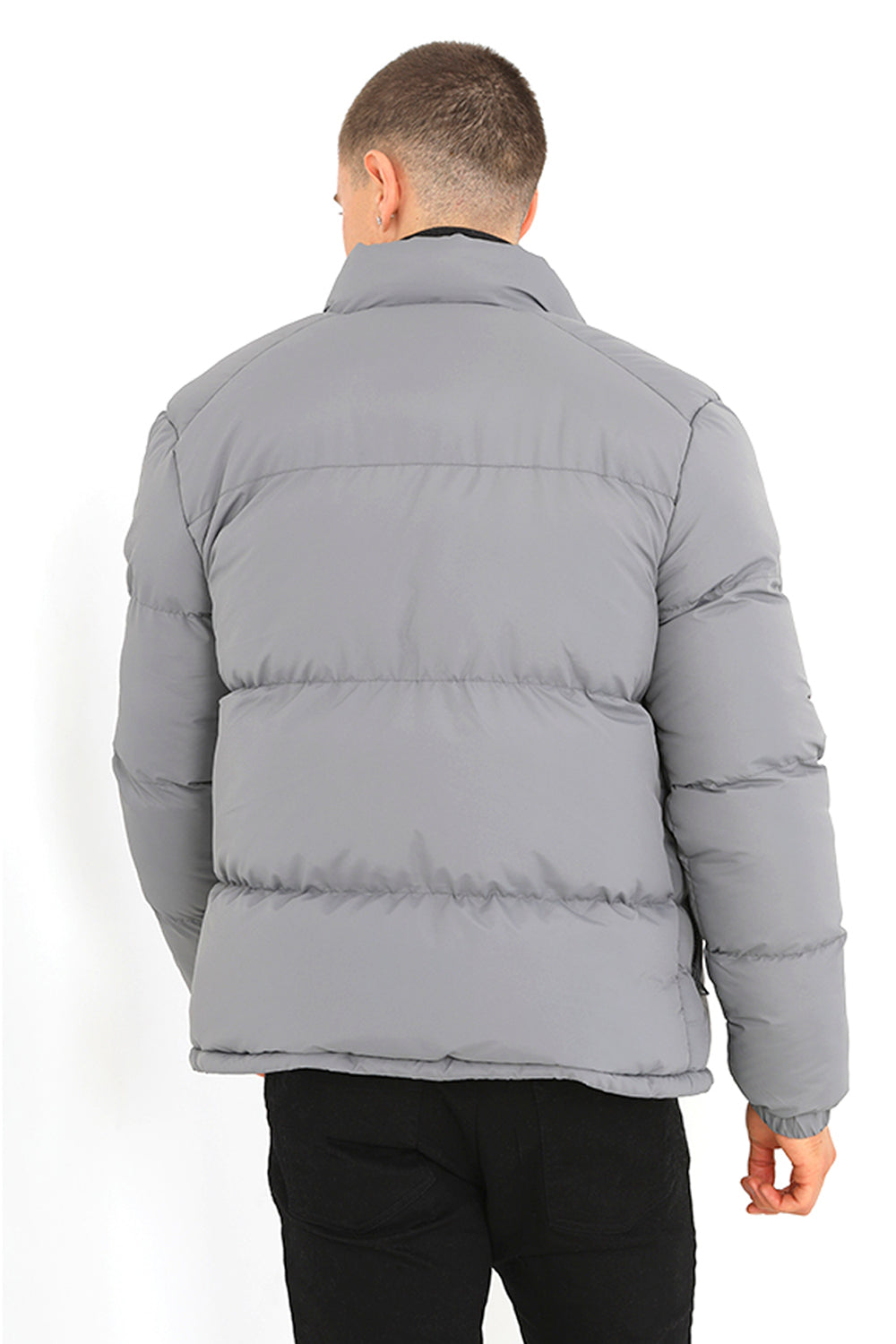 Brave Soul Grey Funnel Neck Padded Jacket - Grey Image 2