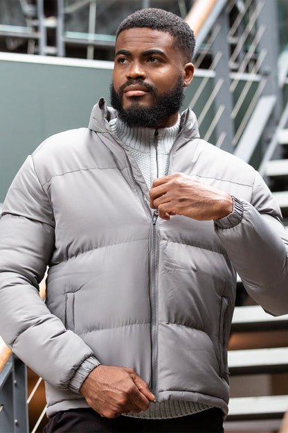 Brave Soul Grey Funnel Neck Padded Jacket - Grey Image 3