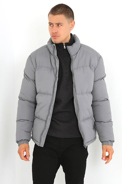 Brave Soul Grey Funnel Neck Padded Jacket - Grey Image 4