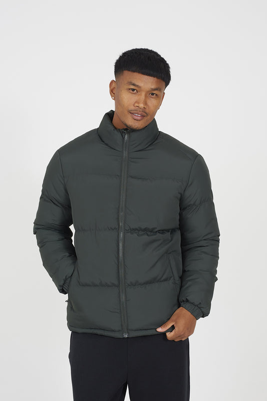Brave Soul Khaki Funnel Neck Padded Jacket - Khaki Image 1