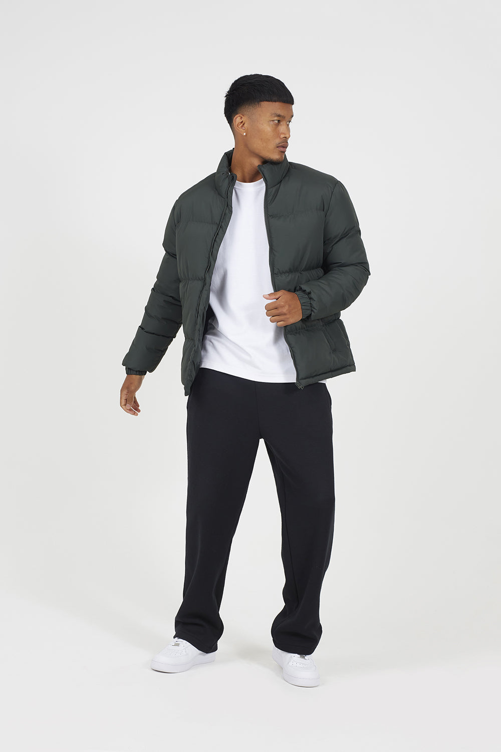 Brave Soul Khaki Funnel Neck Padded Jacket - Khaki Image 3