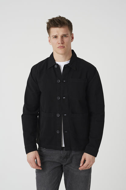 Brave Soul Black Cotton Twill Patch Pocket Shacket - Black Image 1
