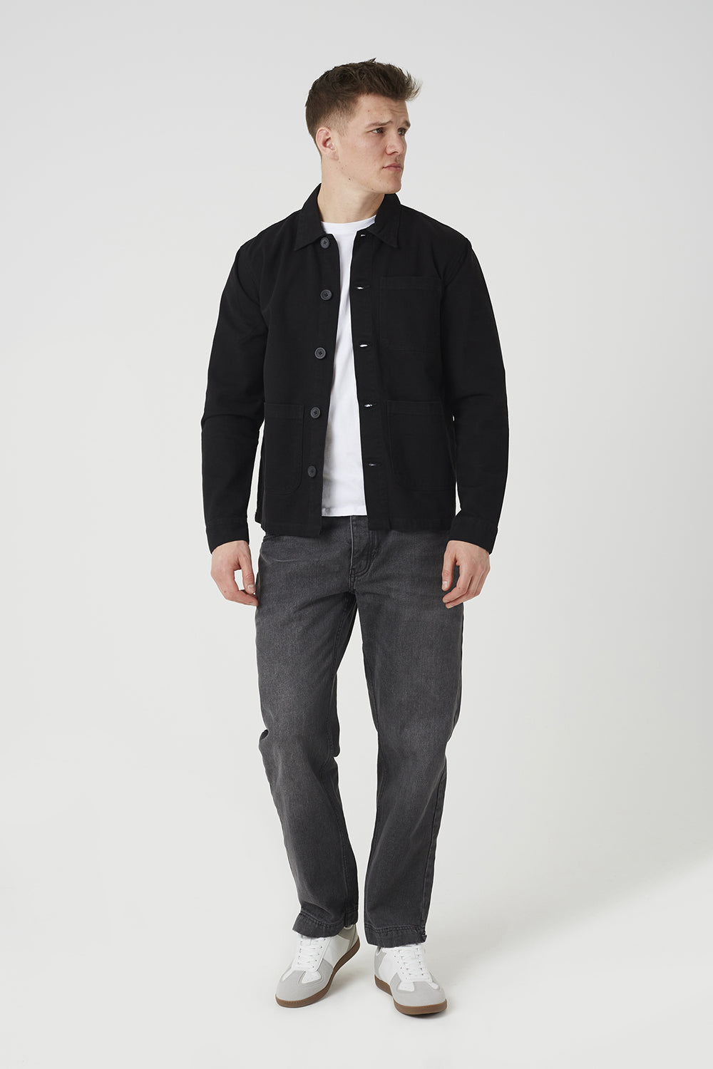Brave Soul Black Cotton Twill Patch Pocket Shacket - Black Image 3