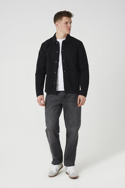 Brave Soul Black Cotton Twill Patch Pocket Shacket - Black Image 3