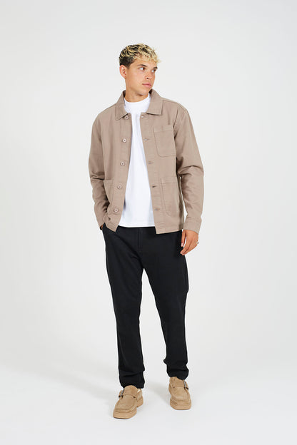 Brave Soul Taupe Button-Through Cotton Shacket - Taupe Image 3