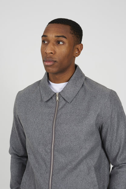Brave Soul Grey Harrington Style Zip Through Jacket - Grey Image 4