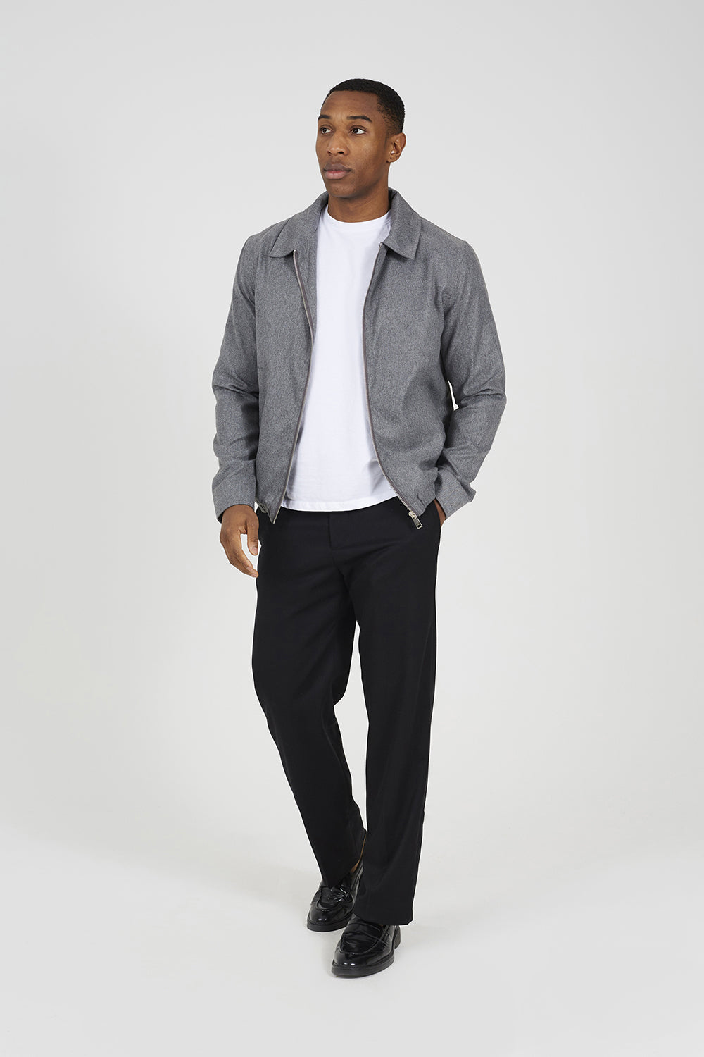 Brave Soul Grey Harrington Style Zip Through Jacket - Grey Image 3