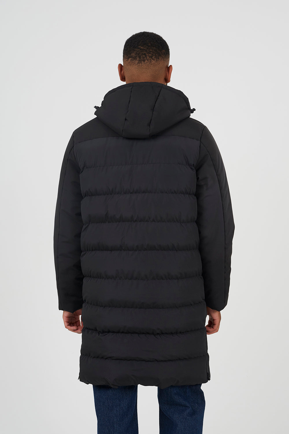Brave Soul Black Padded Hooded Longline Jacket - Black Image 2