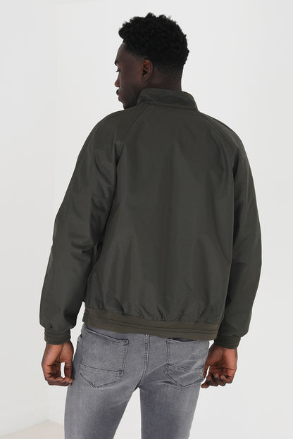 Brave Soul Khaki Lightweight High Neck Harrington Jacket - Khaki Image 2