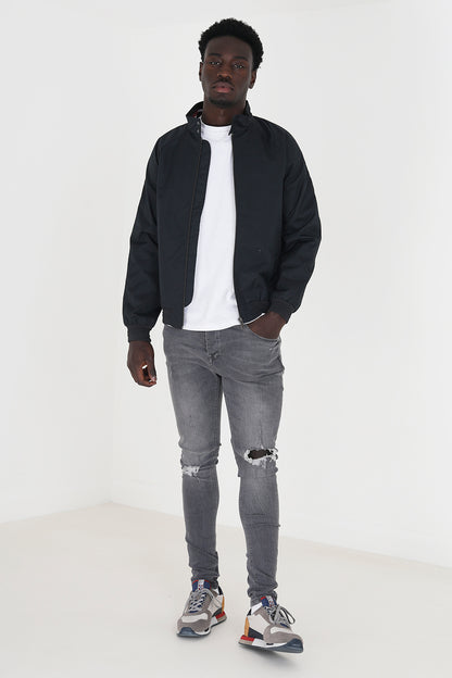 Brave Soul Navy Lightweight High Neck Harrington Jacket - Navy Image 3