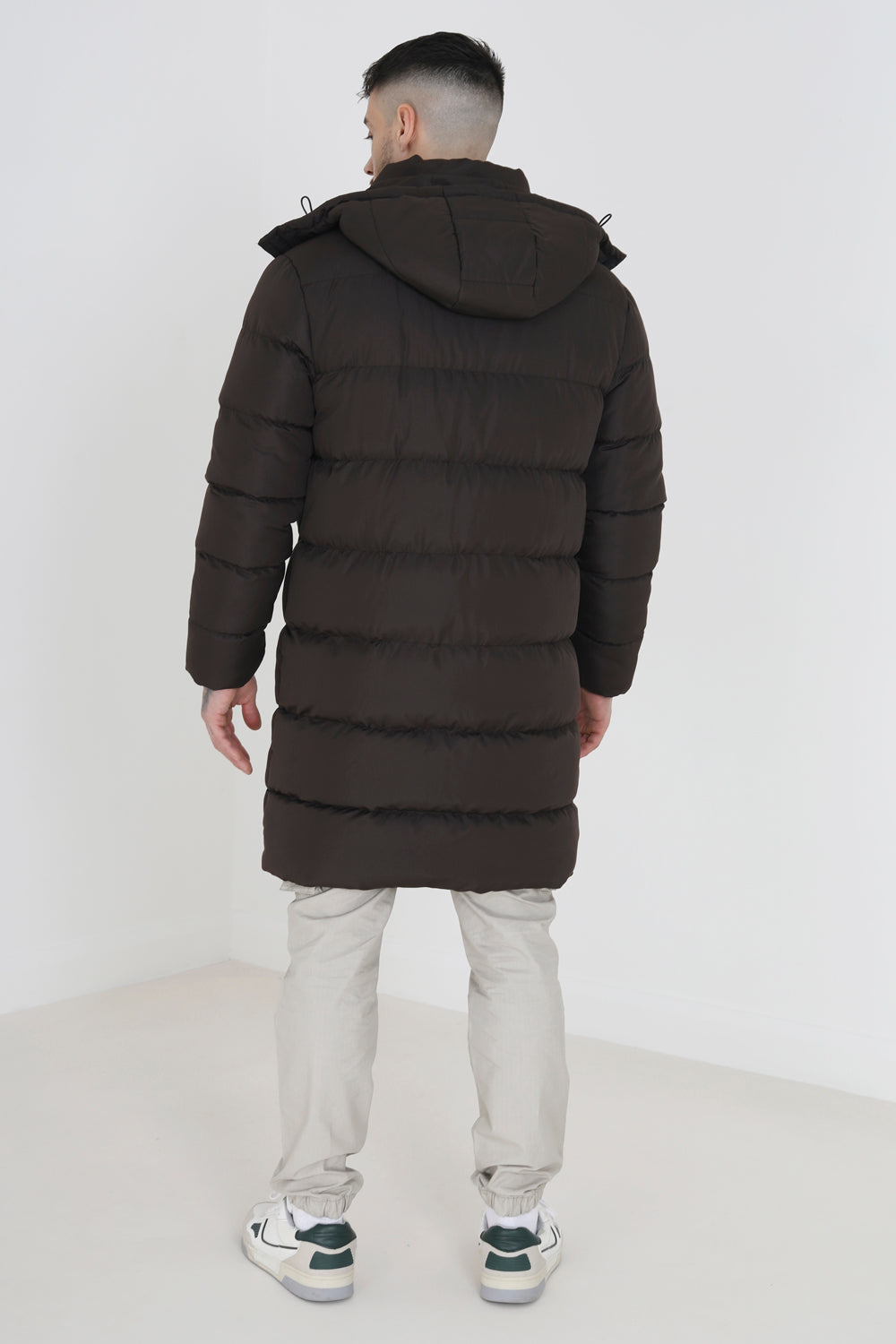 Brave Soul Brown Longline Hooded Padded Puffer Jacket - Brown Image 2