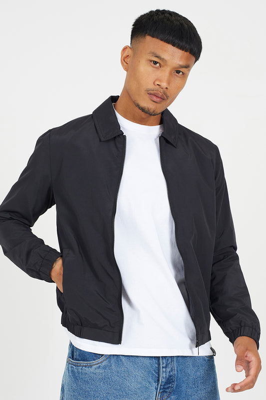 Brave Soul Black Harrington Zip-Up Jacket - Black Image 1