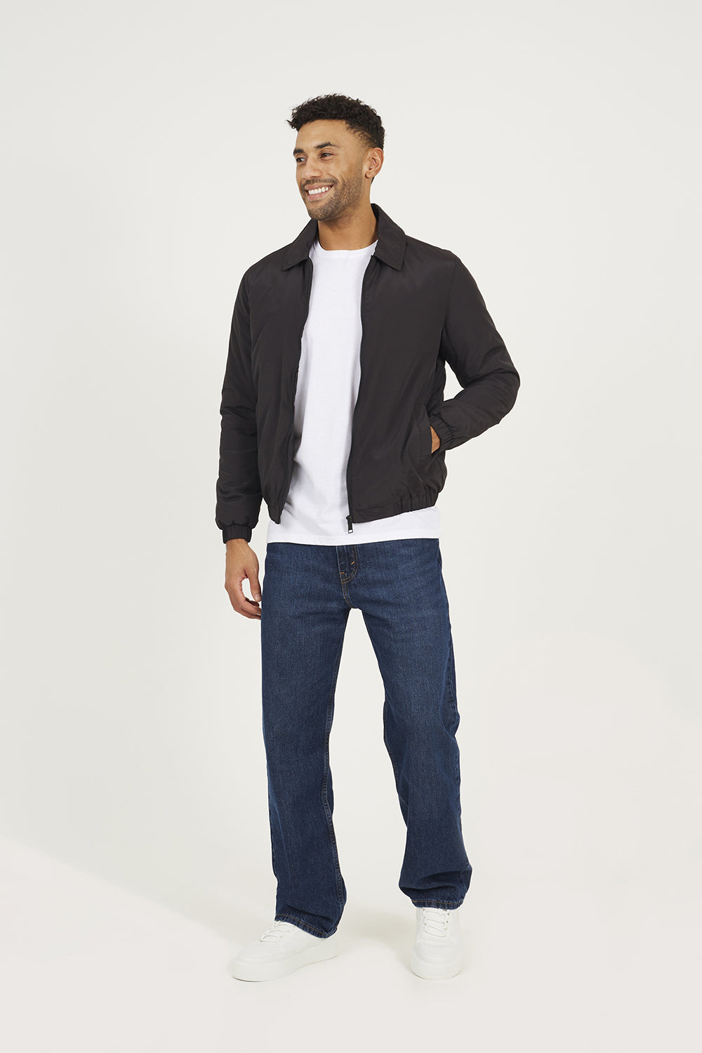 Brave Soul Blue Padded Harrington Zip-Up Jacket - Blue Image 3