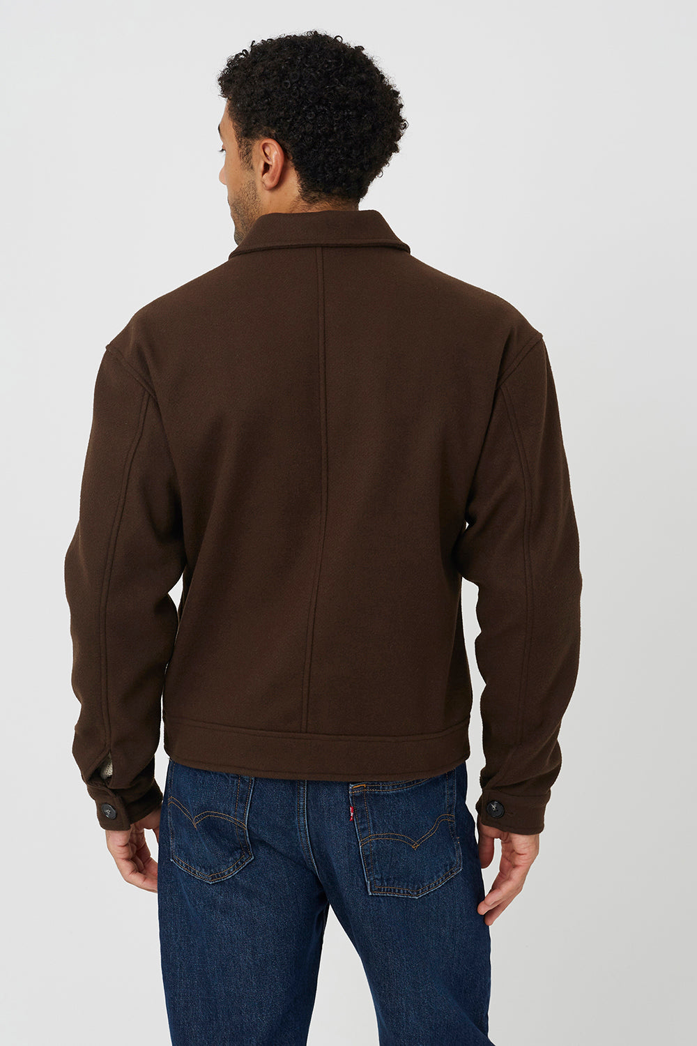 Brave Soul Brown Faux Wool Collared Jacket - Brown Image 2